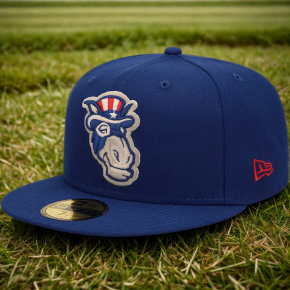 New Hampshire Fisher Cats New Era 59FIFTY Uncle Sam Donkey Hat 7 NWT - Picture 1 of 8